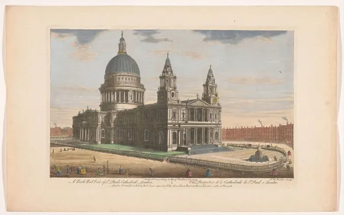 Framed Print : View of Saint Paul's Cathedral in London seen from the northwest side, 1753. Creator: Johann Michael Muller Framed Print : View of Saint Paul's Cathedral in London seen from the northwest side, 1753. Creator: Johann Michael Muller