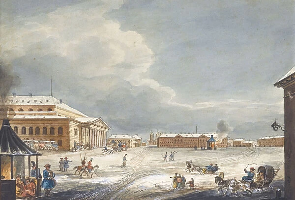 View of the Saint Petersburg Imperial Bolshoi Kamenny Theatre. Artist: Kolmann, Karl Ivanovich (1786-1846)