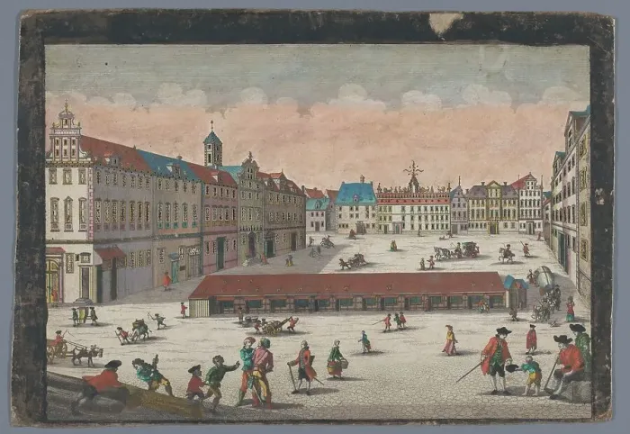 Framed Print : View of the Salt Market in Wroclaw seen from the south side, 1742-1801. Creator: Anon Framed Print : View of the Salt Market in Wroclaw seen from the south side, 1742-1801. Creator: Anon
