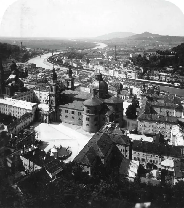 Framed Print : View of Salzburg from the Hohensalzburg Fortress, Salzburg, Austria, c1900. Artist: Wurthle & Sons Framed Print : View of Salzburg from the Hohensalzburg Fortress, Salzburg, Austria, c1900. Artist: Wurthle & Sons