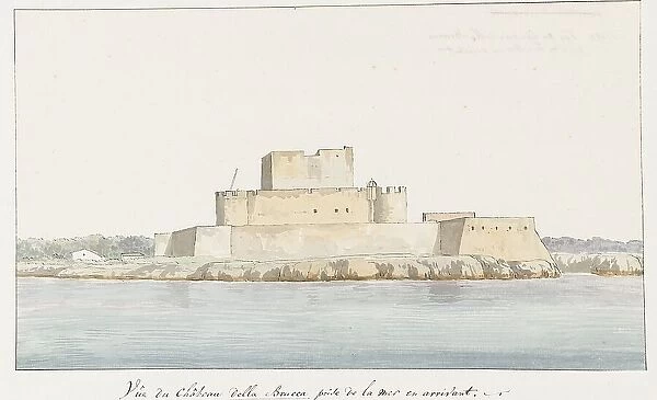 View of San Mauro la Bruca Castle from the sea, 1778. Creator: Louis Ducros