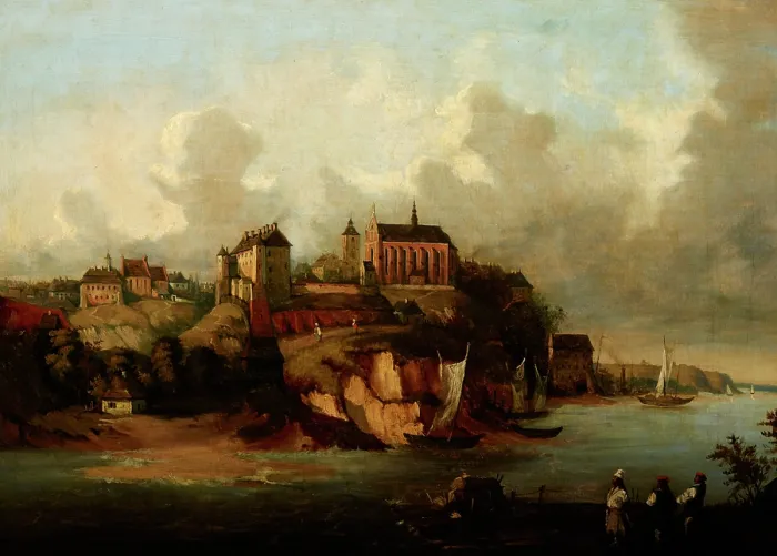 Framed Print : View of Sandomierz, 1856. Creator: Jozef Szermentowski Framed Print : View of Sandomierz, 1856. Creator: Jozef Szermentowski