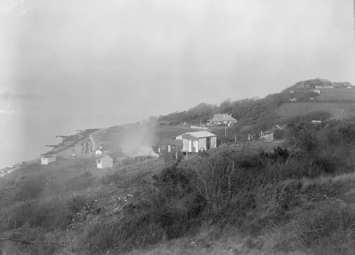 Framed Print : View of the sea and cliffs from Gurnard, Isle of Wight, c1935. Creator: Kirk & Sons of Cowes