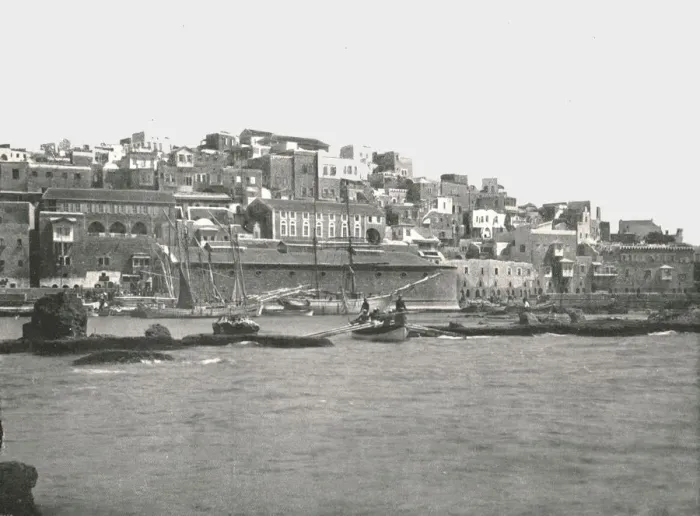 Framed Print : View from the sea, Jaffa, Palestine, 1895. Creator: W &s Ltd Framed Print : View from the sea, Jaffa, Palestine, 1895. Creator: W &s Ltd