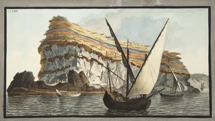 Framed Print : View from the sea of the promontory, Capo dell Arco in the island of Ventotiene, 1776 Framed Print : View from the sea of the promontory, Capo dell Arco in the island of Ventotiene, 1776