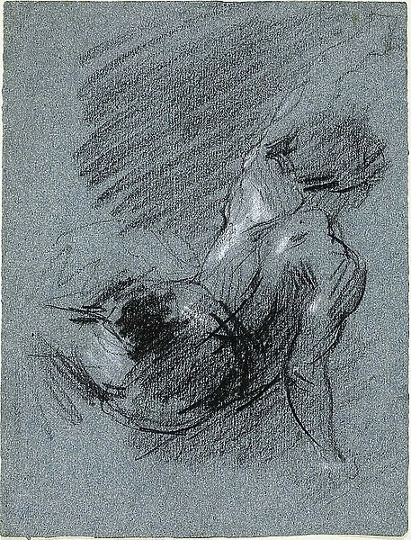 Back View of Seated Figure, Lifting Left Arm, n.d. Creator: Jean-Baptiste Carpeaux