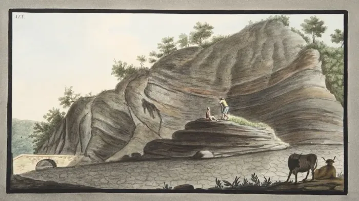 Framed Print : View of a section of a part of the cone of Astruni taken at the entrance of this volcano, 1776