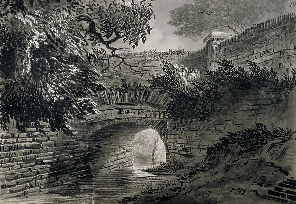 View of a section of the Serpentines drainage system in Hyde Park, London, c1817