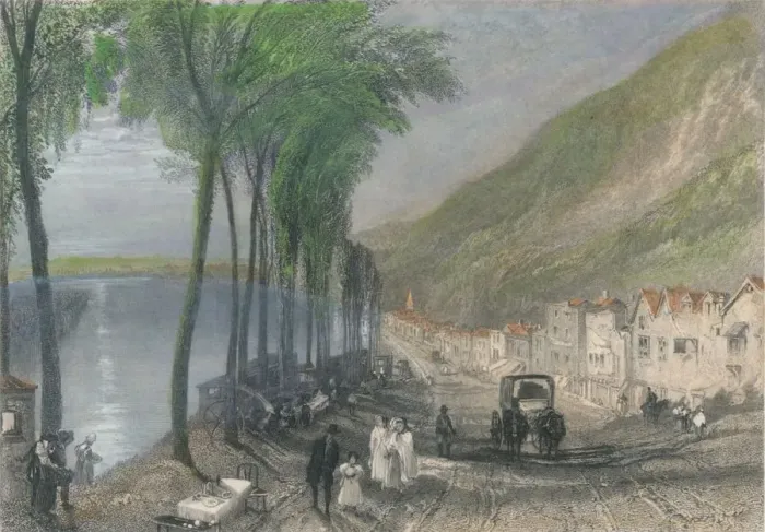 Framed Print : View on the Seine, between Mantes and Vernon, 1837. Artist: Edward Paxman Brandard Framed Print : View on the Seine, between Mantes and Vernon, 1837. Artist: Edward Paxman Brandard