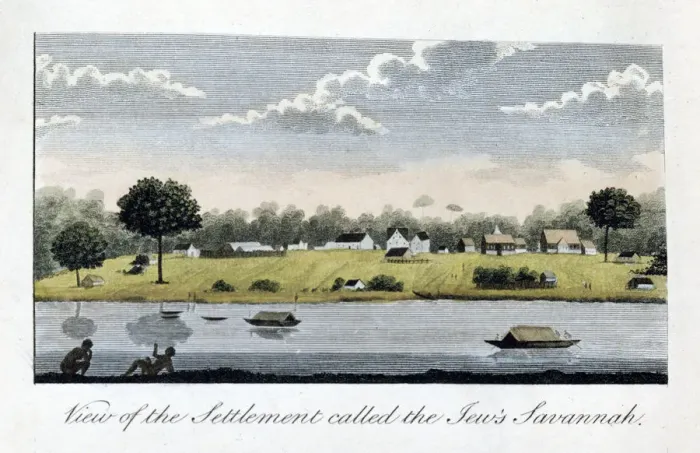 Framed Print : View of the Settlement called the Jews Savannah, 1813. Artist: John Gabriel Stedman Framed Print : View of the Settlement called the Jews Savannah, 1813. Artist: John Gabriel Stedman