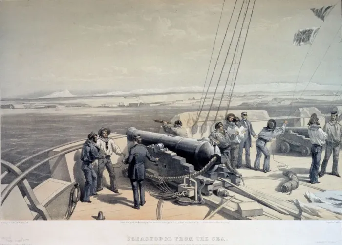 Framed Print : View of Sevastopol from the sea, 1855. Artist: Simpson, William (1832-1898) Framed Print : View of Sevastopol from the sea, 1855. Artist: Simpson, William (1832-1898)