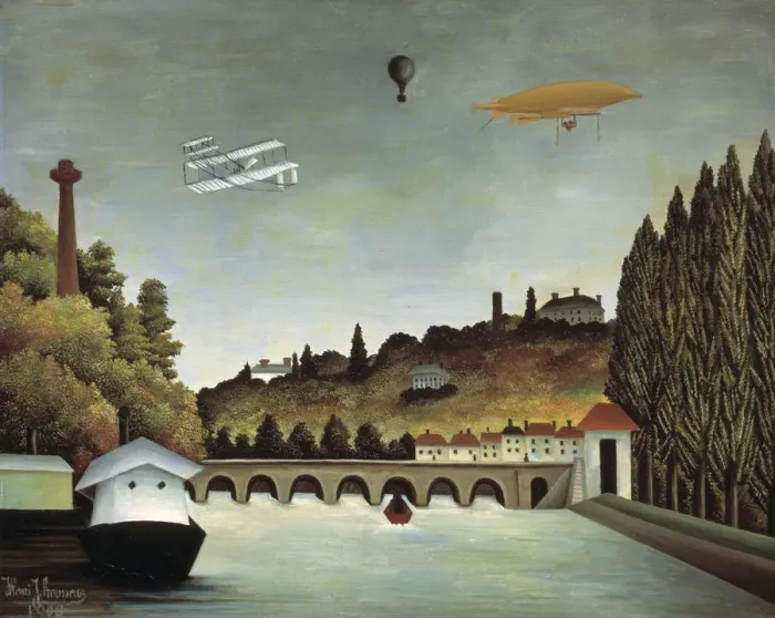 Framed Print : View of the Sevres Bridge and the Hills of Clamart, Saint-Cloud and Bellevue, 1908. Artist: Henri Rousseau Framed Print : View of the Sevres Bridge and the Hills of Clamart, Saint-Cloud and Bellevue, 1908. Artist: Henri Rousseau