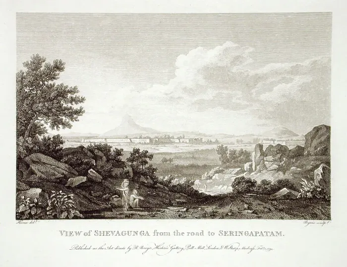 Framed Print : View of Shevagunga from the Road to Seringapatam, 1794. Creator: Robert Home Framed Print : View of Shevagunga from the Road to Seringapatam, 1794. Creator: Robert Home