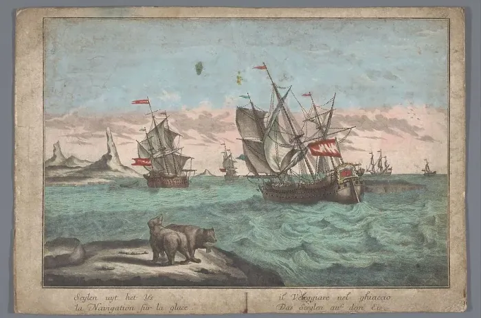 Framed Print : View of ships sailing in the Arctic, 1742-1801. Creator: Anon Framed Print : View of ships sailing in the Arctic, 1742-1801. Creator: Anon