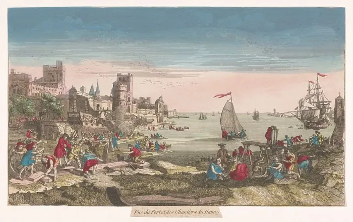 Framed Print : View of a shipyard, 1700-1799. Creator: Anon Framed Print : View of a shipyard, 1700-1799. Creator: Anon