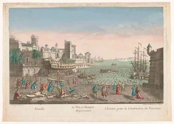 Framed Print : View of a shipyard, 1745-1775. Creator: A Fantonne Framed Print : View of a shipyard, 1745-1775. Creator: A Fantonne