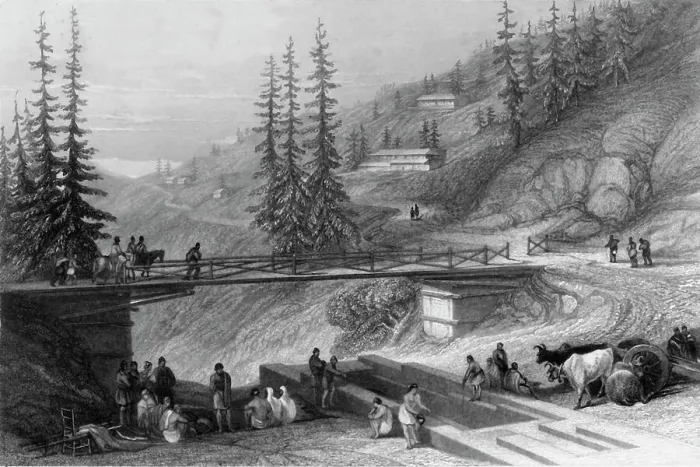 Framed Print : View at Simla, 1845. Creator: William Purser Framed Print : View at Simla, 1845. Creator: William Purser