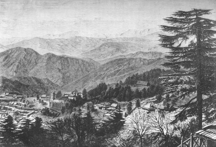 Framed Print : View of Simla, Western Himalayas, c1891. Creator: James Grant Framed Print : View of Simla, Western Himalayas, c1891. Creator: James Grant