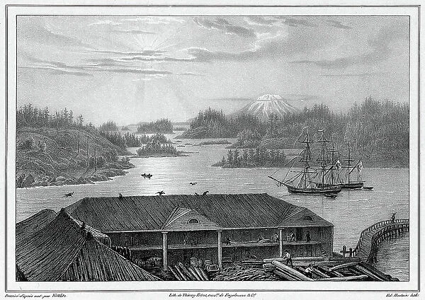 View of Sitka Bay (taken from Governor's House) (northwest coast of America), 19th century. Creators: Friedrich Heinrich Kittlitz, Godefroy Engelmann