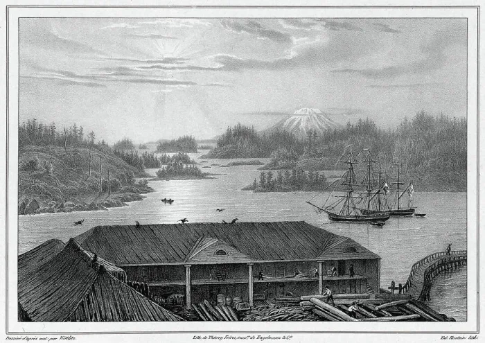 Framed Print : View of Sitka Bay (taken from Governor's House) (northwest coast of America), 19th century. Creators: Friedrich Heinrich Kittlitz, Godefroy Engelmann Framed Print : View of Sitka Bay (taken from Governor's House) (northwest coast of America), 19th century. Creators: Friedrich Heinrich Kittlitz, Godefroy Engelmann