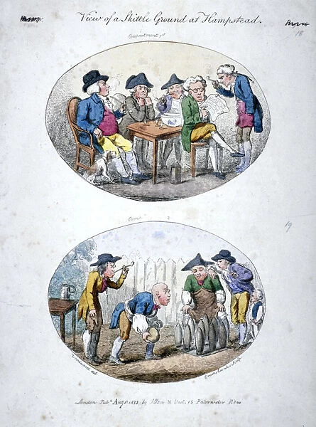 View of a Skittle Ground at Hampstead, 1813. Artist: George Cruikshank