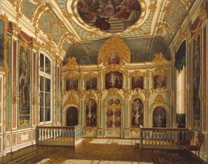 Framed Print : View of the Small Church in the Winter Palace, 1862. Artist: Hau, Eduard (1807-1887) Framed Print : View of the Small Church in the Winter Palace, 1862. Artist: Hau, Eduard (1807-1887)