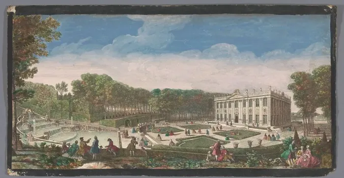 Framed Print : View of the small ground floor of the garden of the Château de Marly, 1700-1799. Creators: Anon, Jacques Rigaud Framed Print : View of the small ground floor of the garden of the Château de Marly, 1700-1799. Creators: Anon, Jacques Rigaud