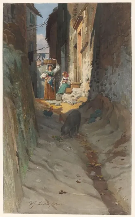 Framed Print : View of a Small Street in Rocca di Papa, c.1870-c.1885. Creator: Willem Johannes Martens Framed Print : View of a Small Street in Rocca di Papa, c.1870-c.1885. Creator: Willem Johannes Martens