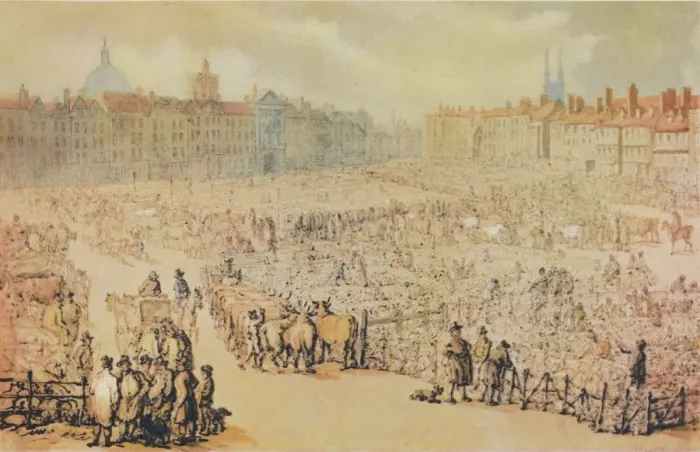 Framed Print : View of Smithfield Market, London, 1810 Framed Print : View of Smithfield Market, London, 1810