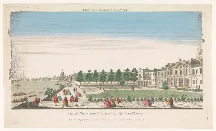 Framed Print : View of Somerset House on the River Thames in London, 1735-1805. Creator: Unknown Framed Print : View of Somerset House on the River Thames in London, 1735-1805. Creator: Unknown