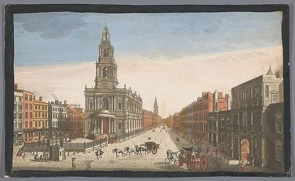View of Somerset House and Saint Mary-le-Strand Church in London, 1753. Creator: Thomas Bowles