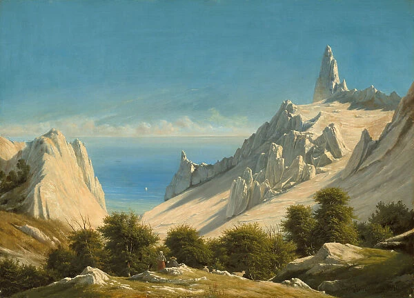 View of Sommerspiret, the Cliffs of Møn, 1846. Creator: Georg Emil Libert