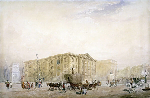 View of the southern end on the new London Bridge and Fennings Wharf, London, c1835