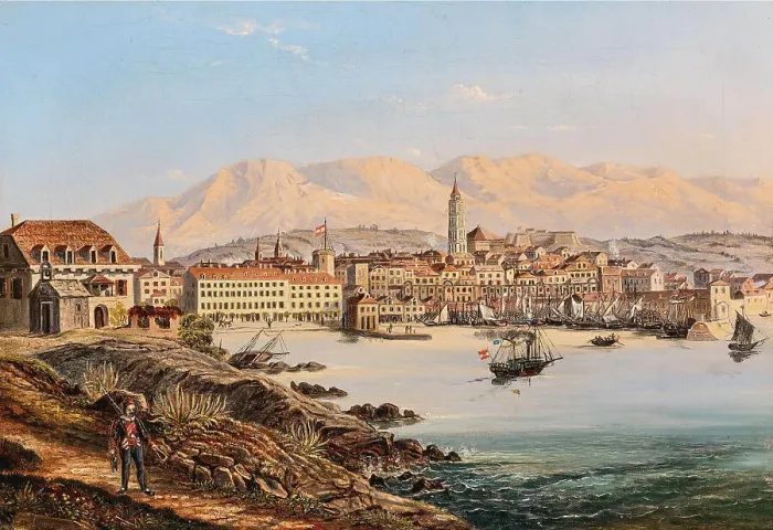 Framed Print : View of Split, 19th century. Creator: Unknown artist Framed Print : View of Split, 19th century. Creator: Unknown artist