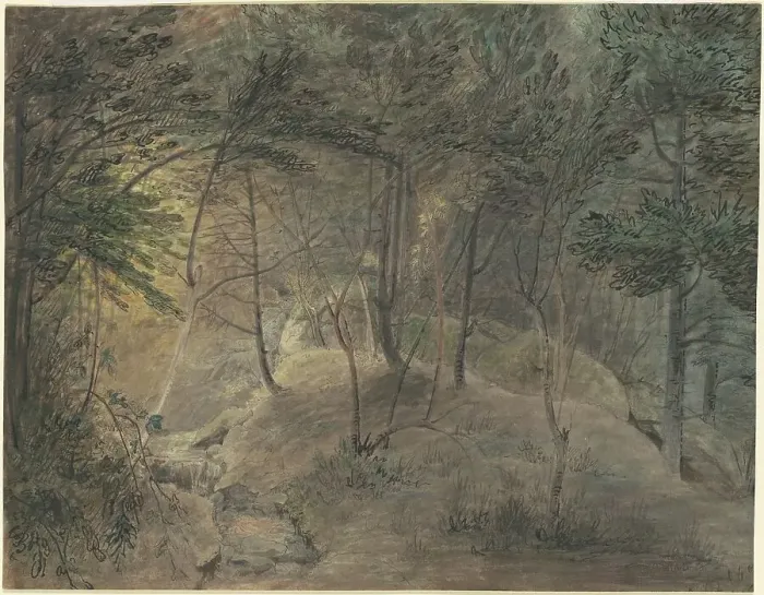 Framed Print : View from the Springhouse at Echo, c. 1808. Creator: William Russell Birch Framed Print : View from the Springhouse at Echo, c. 1808. Creator: William Russell Birch