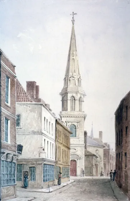 Framed Print : View of St Antholin from the west, City of London, c1850 Framed Print : View of St Antholin from the west, City of London, c1850