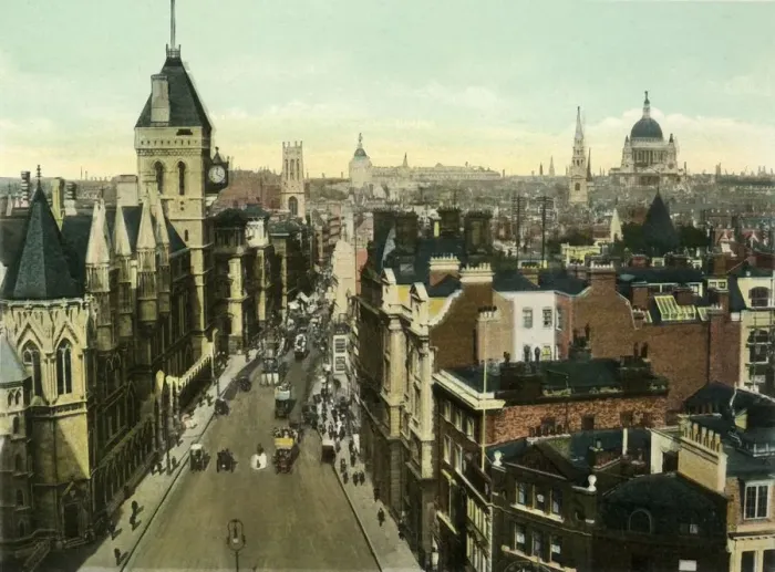 Framed Print : View from St. Clement Danes Showing Law Courts, c1900s. Creator: Eyre & Spottiswoode Framed Print : View from St. Clement Danes Showing Law Courts, c1900s. Creator: Eyre & Spottiswoode