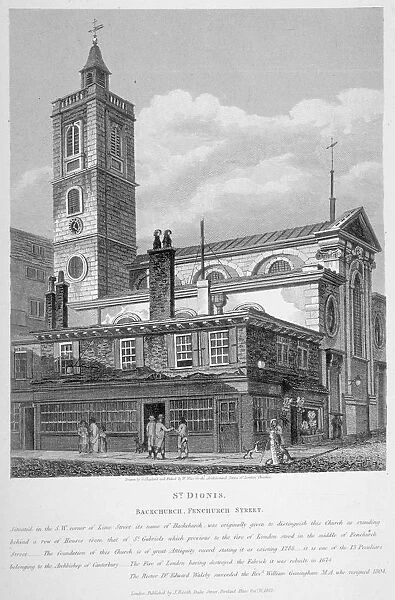 View of St Dionis Backchurch from Fenchurch Street, City of London, 1813. Artist
