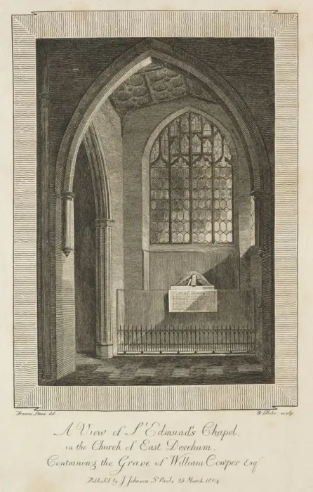 Framed Print : View of St. Edmunds Chapel in the Church of East Dereham... 1804. Creator: William Blake Framed Print : View of St. Edmunds Chapel in the Church of East Dereham... 1804. Creator: William Blake