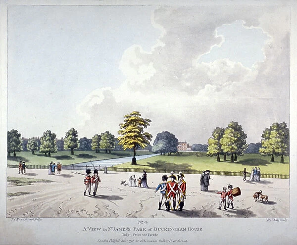 View in St Jamess Park of Buckingham House, Westminster, London, 1798