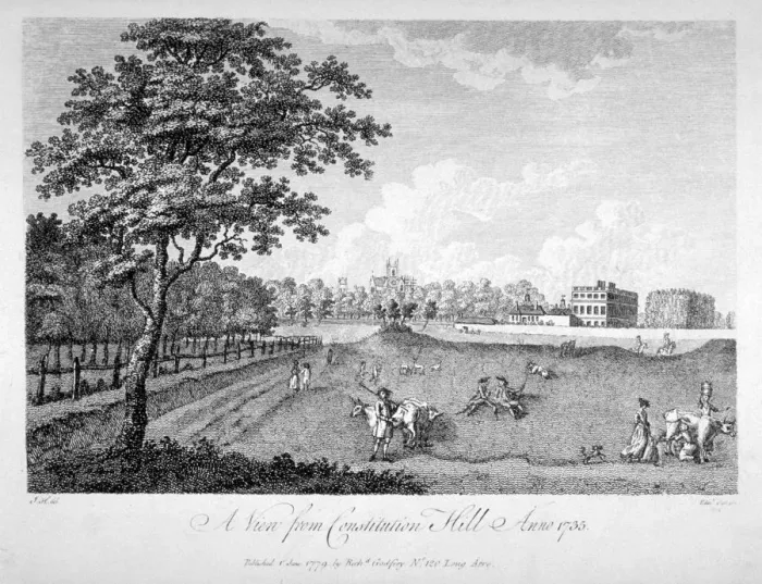 Framed Print : View of St Jamess Park from Constitution Hill, Westminster, London, 1735 (1779) Framed Print : View of St Jamess Park from Constitution Hill, Westminster, London, 1735 (1779)