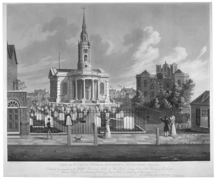 Framed Print : View of St Pauls Church, Deptford, London, 1822 Framed Print : View of St Pauls Church, Deptford, London, 1822