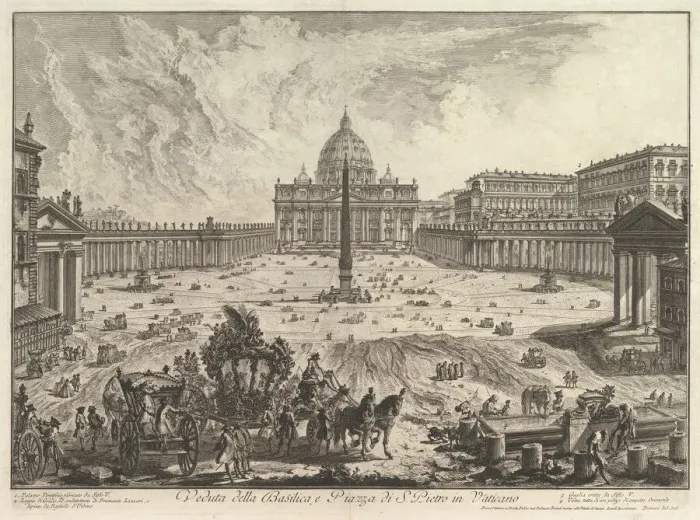 Framed Print : View of St. Peters Basilica and Piazza in the Vatican, from Vedute di Roma (Roman Vie Framed Print : View of St. Peters Basilica and Piazza in the Vatican, from Vedute di Roma (Roman Vie