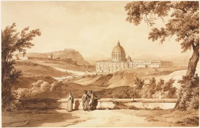 Framed Print : View of St. Peters, Rome, c. 1817-1820. Creator: Achille Etna Michallon (French, 1796-1822) Framed Print : View of St. Peters, Rome, c. 1817-1820. Creator: Achille Etna Michallon (French, 1796-1822)