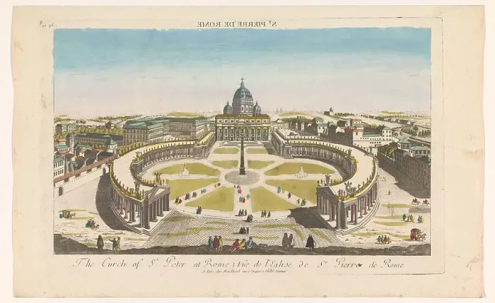Framed Print : View of St. Peter's Square and St. Peter's Basilica in Vatican City, 1759-c.1796. Creator: Unknown Framed Print : View of St. Peter's Square and St. Peter's Basilica in Vatican City, 1759-c.1796. Creator: Unknown