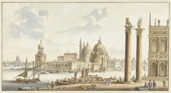 Framed Print : View of the Sta. Maria della Salute from St. Mark's Square in Venice, 1650-1699. Creator: Jan van Call Framed Print : View of the Sta. Maria della Salute from St. Mark's Square in Venice, 1650-1699. Creator: Jan van Call