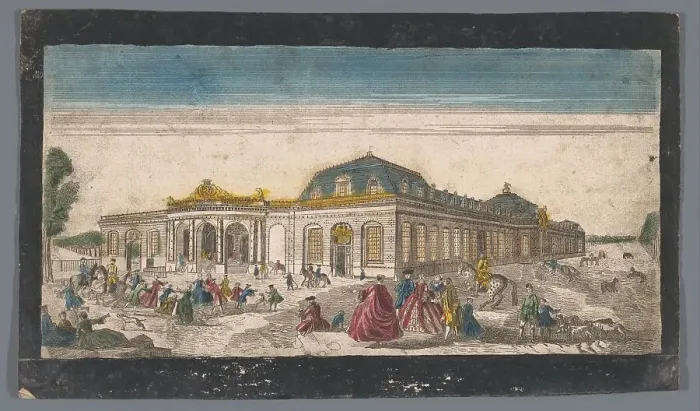 Framed Print : View of the stables of the Château de Chantilly, 1700-1799. Creator: Anon Framed Print : View of the stables of the Château de Chantilly, 1700-1799. Creator: Anon