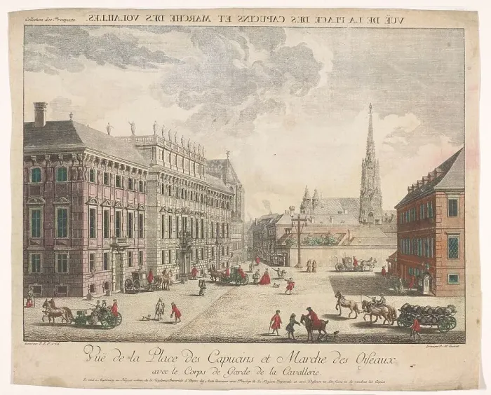 Framed Print : View of the Stadtpalais Liechtenstein on a square in Vienna, 1755-1779. Creator: Johann Sigrist Framed Print : View of the Stadtpalais Liechtenstein on a square in Vienna, 1755-1779. Creator: Johann Sigrist