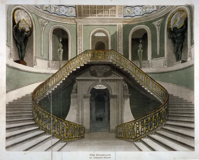 Framed Print : View of the staircase at Carlton House, Westminster, London, c1811 Framed Print : View of the staircase at Carlton House, Westminster, London, c1811
