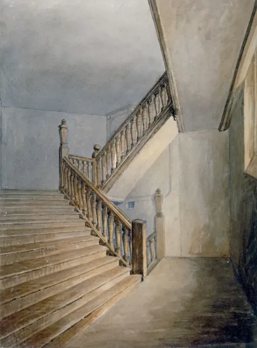 Framed Print : View of a staircase in Winchester House, Winchester Place, London, c1830 Framed Print : View of a staircase in Winchester House, Winchester Place, London, c1830